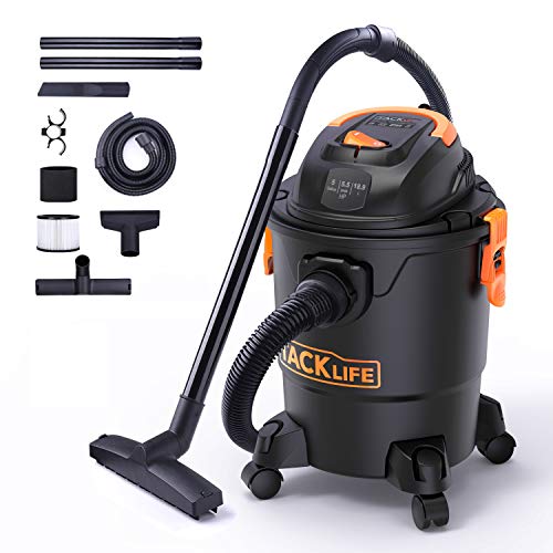 TACKLIFE فراغ رطب / جاف ، 5 غالون ، 5.5 بيك HP مع 17 FT Clean Range ، 4 -طبقة الترشيح وتقنية عوامة الأمان للجفاف / الرطب / النفخ - PVC01A