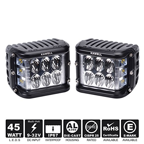 KAWELL Dual Side Shooter Led Cube 45W Led Work Off Road Led Light Bar Driving Light Super Bright for Jeep Boat Truck Car ATVs