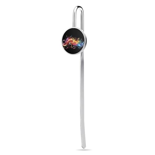 Rainbow Musical Note Melody Bookmark with Round Picture, Fun Book Marks 1 for Reading Women Men, Bookmarks Stainless Steel for Book Lovers Gift, Christmas, Birthday, Valentines