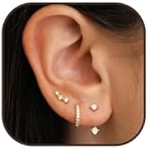 Gold Earring Stacks for Women Hoop Stud Dangle Set Hypoallergenic Cartilage Multiple Piercing Trendy Jewelry Gifts