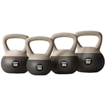WeGym Soft Kettlebell with Cushioned Impact Resistant Base, Anti Slip Wide Grip Handle for Home Workouts, Weightlifting, Full Body Training (10+15+20+25LB - 4 Pcs Sandstone)