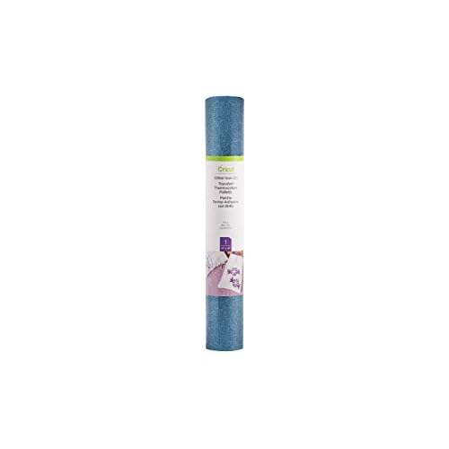 مكواة Cricut Glitter On، Aqua 12x19 Roll - فينيل نقل الحرارة HTV، متوافق مع مكابس الحرارة وآلات استكشاف Cricut