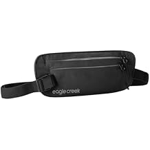 حزام نقود RFID سري من Eagle Creek، حقيبة خصر رفيعة للسفر مع حجب RFID، جواز سفر آمن وبطاقات ونقود، حزام قابل للتعديل، خفيف الوزن وخفيف الوزن باللون الرمادي العاصف