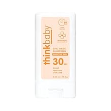 Thinkbaby SPF 30 Kids Sunscreen Stick for Sensitive Skin, 0.64 oz, Baby Sunscreen with Non-Nano Zinc Oxide 24%, Broad Spectrum UVA/UVB Protection, 80-Minute Water Resistant, Reef Friendly SPF Stick