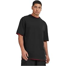 تي شيرت طويل متباين من Urban Classics، اللون: أسود/أحمر؛ مقاس كبير: 4XL