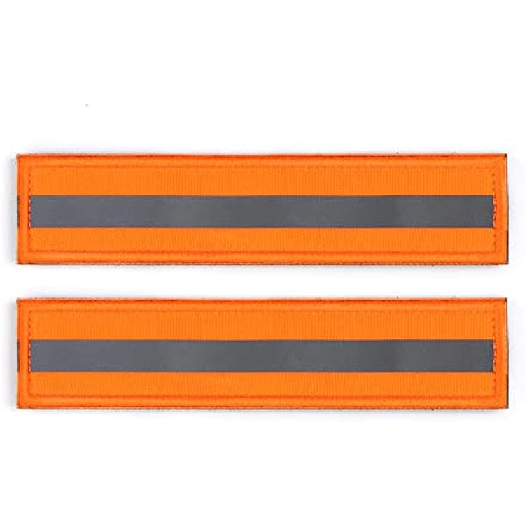 Hi-Vis Orange Reflective Strip Patch by Goat Trail Tactical | Safety Reflective Orange Patch، for Night Walks، Service Dogs Harness، Collar، Backpack، Jackets، Hook & Loop Patch 2 Pack