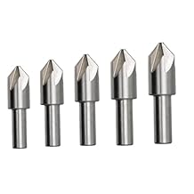 Drill America 5 Piece 6-Flute Countersink Set, Sizes: 1/4, 3/8, 1/2, 5/8 and 3/4, 82 Degrees