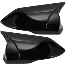 Motoforti 1 Set ABS Left Right Side Mirror Cover Cap Replacement Gloss Black for Hyundai Elantra 2021-2024 with Ox Horn Mirror Guard Cover