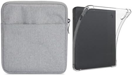 Kobo Libra Colour Sleeve Pouch  Clear Case 2 Unit,Fit for Kobo Libra Colour 2024 7 e-Reader|Carry Bag Pouch Cover&Reinforced Corners Soft TPU Clear Case Fit for Kobo Libra Colour 2024