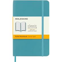 الكمبيوتر المحمول Moleskine الكلاسيكي، غلاف لين، جيب (3.5 بوصة × 5.5 بوصة) محكم/مبطن، ورق شعاب أزرق، 192 صفحة
