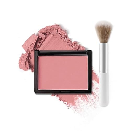 Matte Blush Powder for Cheeks,Pink Contour Blusher Palette with Brush,High Pigment Lightweight Buildable Color, Waterproof Long-lasting Facial Makeup,Christmas Gifts for Women Girl-04# Amour Rose