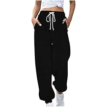 Corduroy Pants for Women Baggy High Waisted Straight Leg Athletic Jogger Sweatpant Casual Drawstring with Pocket