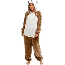 Cute Bear Fleece Pajamas for Women Sherpa Fuzzy Zipper Hooded One Piece Jumpsuit Cinch Bottom Sleepwear with Pockets