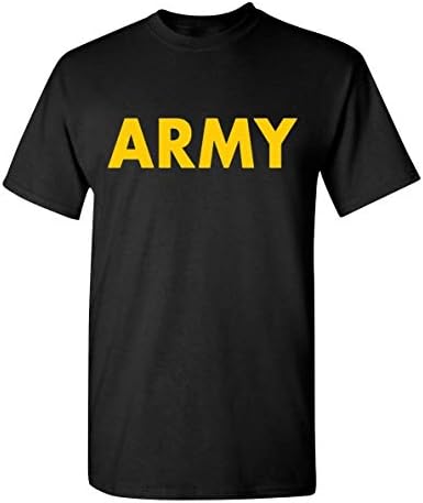 Lucky Ride Military Gear Black Army Short Sleeve T-Shirt with Gold Print