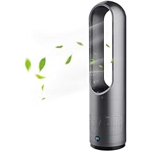 Bladeless Fan for Heating and Cooling, Pedestal Fan, Tower Fan; Natural Cool Air, 8 Speeds, Can Be Timed  with Remote Control, 80 Shaking Head. No Fan Blade, Easy to Clean(Gray)