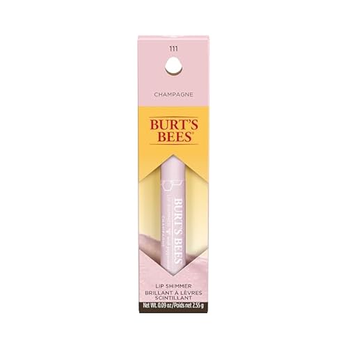 Burts Bees Lip Balm Stocking Stuffers, Moisturizing Lip Shimmer Holiday Gift for Women, with Vitamin E & Coconut Oil, 100% Natural, Champagne, 0.09 Ounce