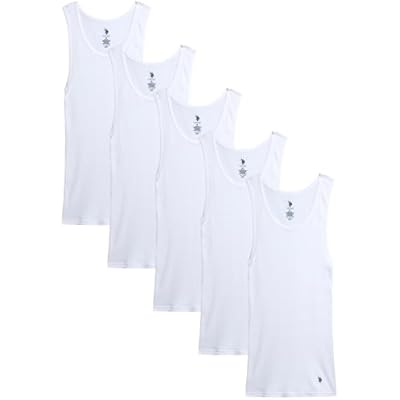 U.S. POLO ASSN. Mens Tank Top - 5 Pack Cotton Blend Classic Ribbed Sleeveless Tank Tops Men Undershirts for Summer Layering