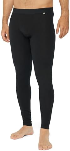 بنطال DANISH ENDURANCE Merino Wool Base Layer للرجال، Thermal Long Johns، أسود، M