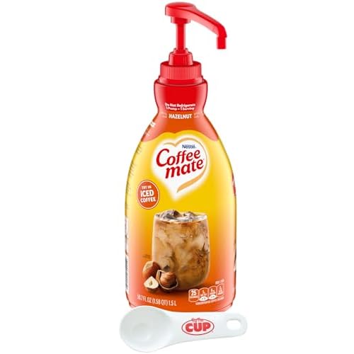 Coffee mate Hazelnut Liquid Concentrate, 1.5 Liter Pump Bottle with By The Cup Coffee Scoop
