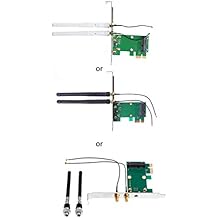 بطاقة WiFi k لاسلكية PCI-E إلى محول سطح المكتب PCI-E 1X + هوائيين من المعدن والبلاستيك
