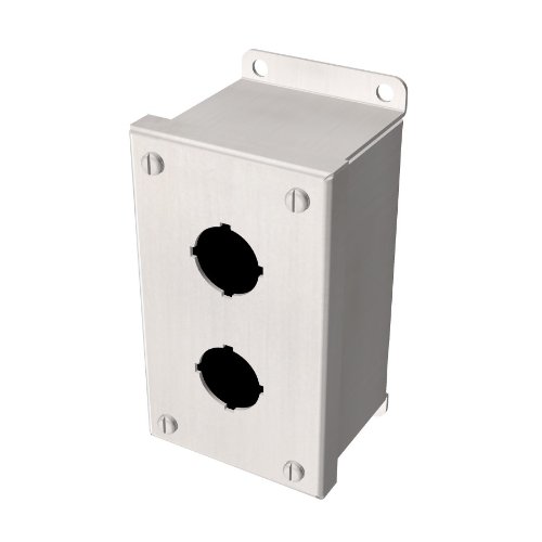 Rittal 8017715 14 Gauge Type 304 Stainless Steel 2 Hole Standard Pushbutton Box, 3-732 Width x 5-34 Height x 2-2332 Depth