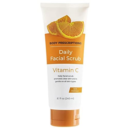 Body Prescriptions Gentle Daily Facial Scrub- Exfoliating Face Cleanser for all Skin Types, Face Wash for Healthy and Clear Skin infused with Vitamin C, 8.1 fl Oz