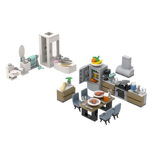 طوب قطعة قطعة شقة طوب بناء الحياة ، للبالغين والأطفال العمر 6 ، 100٪ متوافق مع Lego & العلامات التجارية الرئيسية الأخرى ، يشمل أثاث لغرفة المعيشة ، مطبخ ، حمام ، غرفة نوم, 288 قطعة