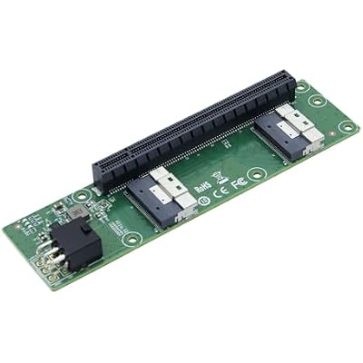 Dual SlimSAS 8i to PCIe x16 Slot Adapter, GEN4 PCIe4.0, Supports Bifurcation for NVMe SSDGPU Expansion, 6-Pin Power