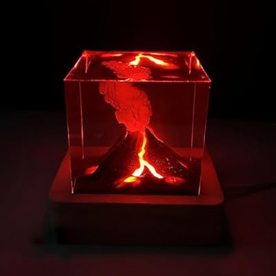 Night Lights, Bedroom Decorations, Table Lamps, Resin Lamp Ornaments, Resin Wooden Lamps, Novelty Birthday Gifts for Friends Home Office Decorations Volcanic Eruption