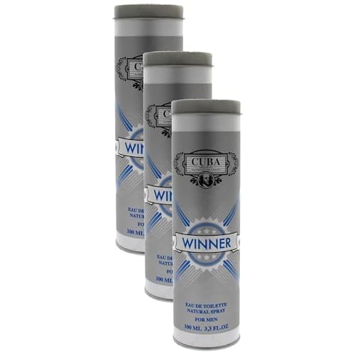 عطر كوبا وينر أو دو تواليت سبراي للرجال، متعدد الألوان، 3.3 أونصة، 100 مل، عبوة من 3 قطع