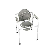 Lumex 3-in-1 Folding Bedside Commode Raised Toilet Seat & Safety Frame, Compact Fold for Travel, 300 lb Capacity