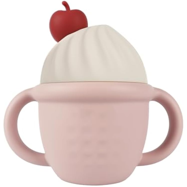 Silicone Baby Sippy Cups,Baby Straw Cup for 6 12 18 Months, Sippy Cup with Straw for Toddlers 1-3 Years,5oz Pink
