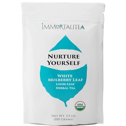 شاي التوت الأبيض - USDA Organic Morus Alba - شاي أوراق الأعشاب السائبة - خالي من الكافيين - 3.5 أونصة
