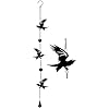  Ebros Harbinger of Doom Raven Crow Black Coated Steel Metal Wall Hanging Wind Chime مع الخرز ديكور المنزل والفناء Bad Omen Macabre Edgar Poe Ravens Mobile Noisemaker