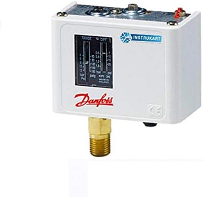 Danfoss Boiler Pressure Switch with SS Reducer (Range: -0.2 to 8 bar) for Liquids, Gaseous & Steam Plant, Compressors and Automobile Industry Model: KPI-35 (Quantity: 1)
