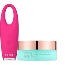 FOREO Eye Revive IRIS 2 Bundle - مدلك العين التصريف اللمفاوي IRIS قناع العين الهيدروجيل المرطب، 60 قطعة مزيل دائرة العين الداكنة ومزيل أكياس العين - مخفض انتفاخ العين - الفوشيه