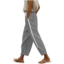 Straight Leg Pants for Women Casual Loose Fit High Waisted Drawstring Slacks Beach Vacation Trousers with Pockets