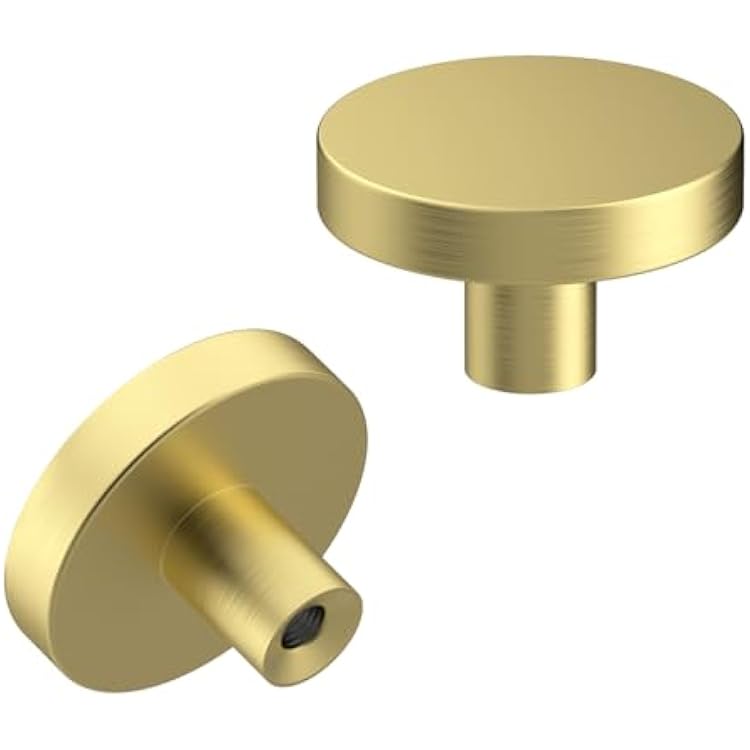 homdiy Brushed Brass Cabinet Knobs 1PACK Round Gold Drawer Knobs for Cabinet and Dresser Knobs for Kitchen Hardware