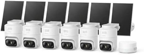 eufy Security eufyCam C37 6-Cam Kit, 360 Pan and Tilt Auto Tracking, Security Cameras Wireless Outdoor, 2K Solar Powered, Human/Vehicle/Pet/Face AI Detection, No Monthly Fee, Built-in Local Storage