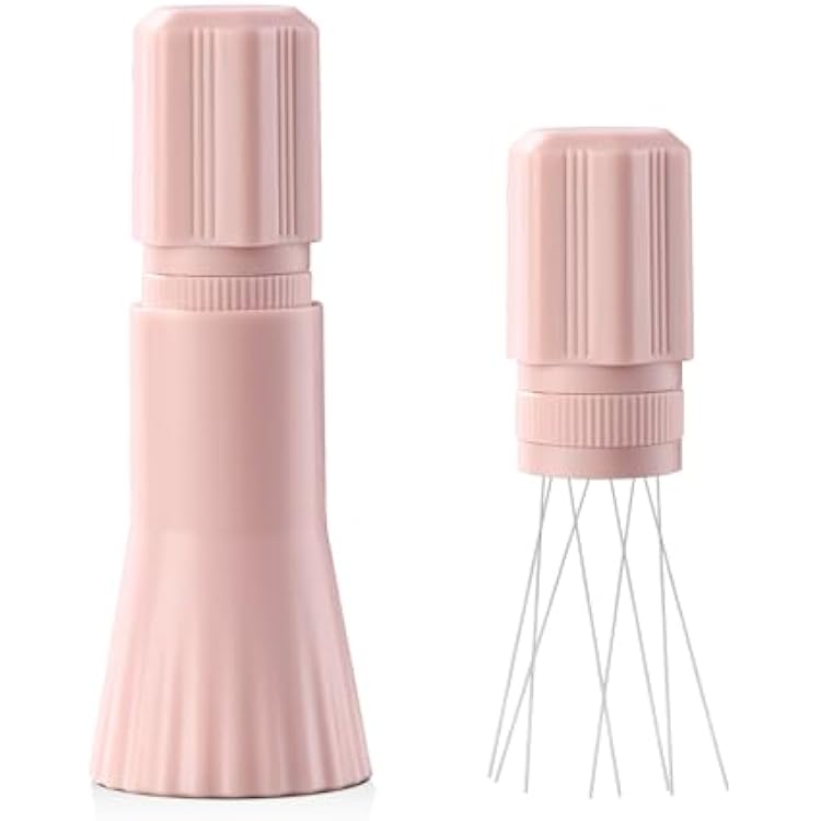 Bincoo Espresso Stirrer-Coffee Distribution Tool with 8 SUS304 Needles,Adjustable Needle WDT Tool with ABS Body,Espresso Distribution Tool Pink