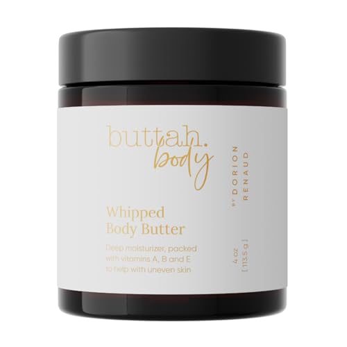Buttah Skin by Dorion Renaud Whipped Body Butter 4oz - 100% All Natural & Organic Hard in Jar Pure Whipped Virgin Raw African Shea Butter - Moisturizer for Melanin Rich Skin - Black Owned Skincare
