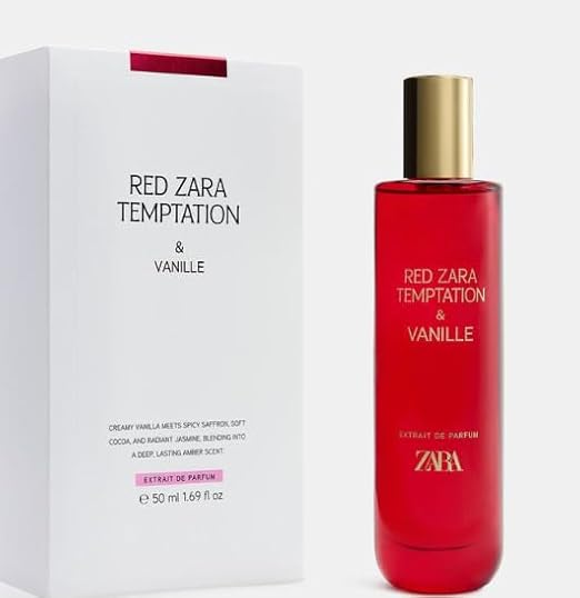 عطر زارا ريد تمبتيشن فانيل اكسترايت دي برفيوم 50 مل (1.7 أونصة سائلة) عطر الفانيليا الدافئة والعنبر والزعفران للنساء