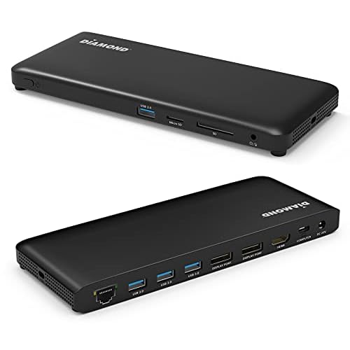 محطة إرساء Diamond Multimedia USB-C Triple Display مع الشحن تدعم Windows و Mac USB Type-C و Thunderbolt 3 Type-C و 4K Monitors. x2 DisplayPort و x4 USB 3.0 و HDMI و 65 W PD UDC1000