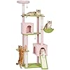 PawHut Flower Cat Tree, 74" Large Cat Tower for Indoor Kittens with 2 Spacious Condos, Sisal Scratching Posts, 2 Hanging Balls, Perches, Ramp, Bed, Pink