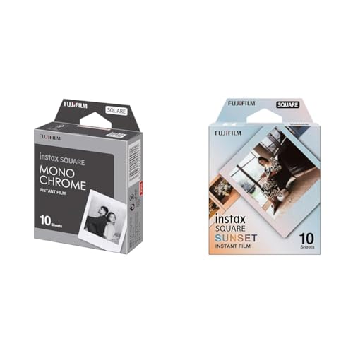 FUJIFILM Instax مربع أحادي اللون & غروب الشمس حزمة الفيلم الفوري - 10 التعرض لكل منهما