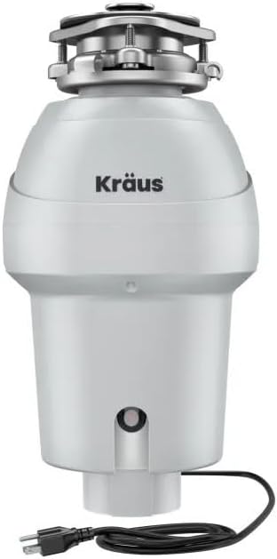 جهاز التخلص من القمامة المستمر KRAUS WasteGuard بقوة 3/4 حصان مع محرك فائق الهدوء لحوض المطبخ مع سلك طاقة وشفة متضمنة، KWD211-75MCG