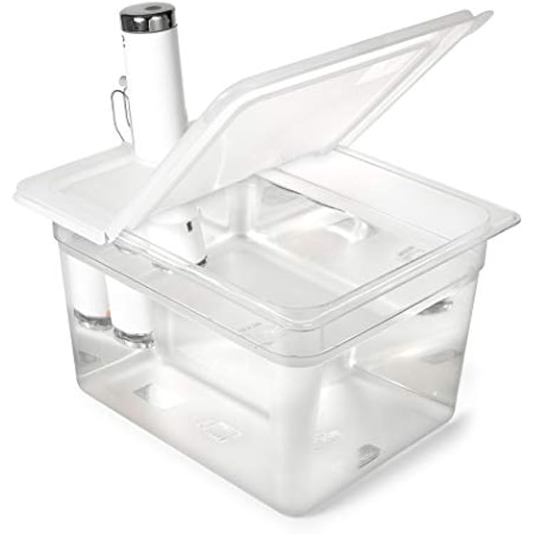 حاوية Vide Vide من EVERIE 12 كوارت مع غطاء مفصلي قابل للطي متوافق مع Breville Joule Sous Vide Immersion Circulator Cooker Side Mount