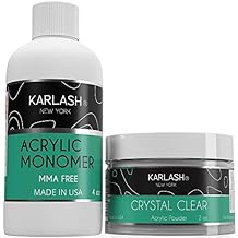 Karlash Professional Polymer Kit أكريليك مسحوق كريستال شفاف 2 أوقية وأكريليك سائل مونومر 4 أوقية لعمل أظافر أكريليك ، خالية من MMA ، فائقة اللمعان وأظافر قوية