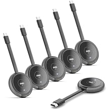 AIMIBO USB C لاسلكي 5 أجهزة إرسال وجهاز استقبال HDMI، موسع HDMI لاسلكي 2.4/5G 165FT/50M، فيديو/صوت لجهاز MacBook، Surface، i-Pad، i-Phone 15، صندوق تلفزيون، كاميرا إلى شاشة، HDTV، Gray+Gray