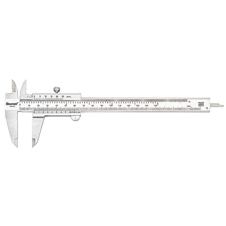 فرجار Starrett Vernier مع قضيب عمق من الفولاذ المقاوم للصدأ المقوى، ومسمار قفل وحاد، وتدرج أسود - متري، إنجليزي، نطاق 0-6 بوصة، تدرج 001 بوصة - 125MEA-6/150